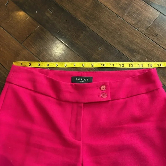 Talbots cropped trousers Bright pink Textured size 8P Double button Office - Picture 4 of 15